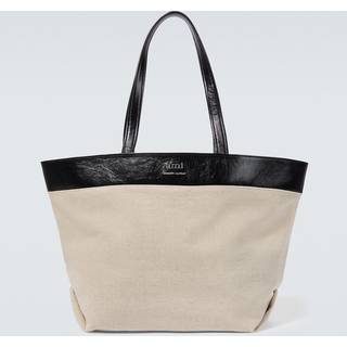 Ami Paris Canvas leather-trimmed tote bag - beige - One Size