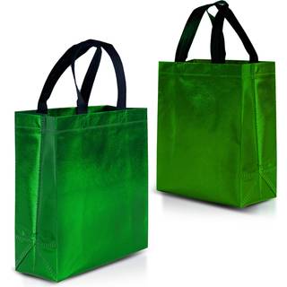 Nush Nush Green Gift Poss Medium st?rrelse- S?t med 12 skinnende gr?nne genanvendelige gaveposer med h?ndtag- Perfekt som goodie-tasker Julegavep