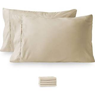 Bare Home Microfiber Bulk Pillow Cases - King Set of 4 - Cooling Pillow Cases - Double Borsted - Sand Pillow Cases 4 Pack - Easy Care (King - 4 P