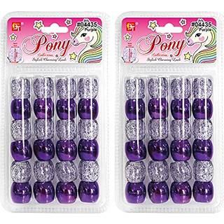 48 pcs perler smykker, der fremstiller kit DIY h?rfletning armb?nds ornamenter metalliske og galaktiske jumbo runde pony (lilla)