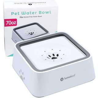 LumoLeaf No Spild vandskl til hunde med filter 70 oz/2L langsom foder til rodede drikkere Drypfrit og stnksikkert design (gr 70 fl oz) (hvid 7