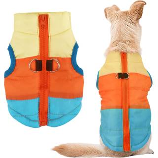 Idepet Pet Dog Cat Coat med snor Anker Color Patchwork Padded Puppy Vest Jacket Teddy Chihuahua kostumer Pug Cloth Xs S M L (stor (pakke med 1) S