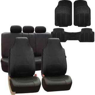 FH Group Car Seat Covers Full Set Royal Seat Cover-Universal Fit Black Automotive Seat Covers 1-Piece fors?de d?kker Airbag-kompatible Split Benc
