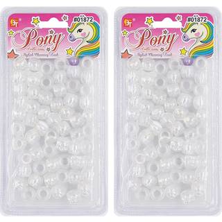 120 pcs perler smykker, der fremstiller kit DIY h?r fletning armb?nds ornamenter h?ndv?rk stor rund perle farve pony +2 perler inkluderet (klar)