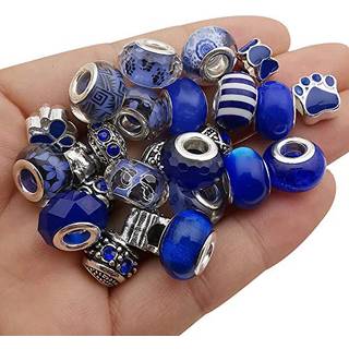 50stk forskellige m?rkebl? harpiks imiteret glas europ?isk store hulperler rhinestone metalafstand charme perle sortiment til DIY h?ndv?rk armb?n