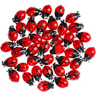 40stk marihøneperler blander farver lampework glasperler løse afstand perler til smykker, der fremstiller DIY håndlavet håndværk (rød)