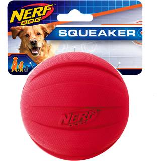 Nerf Dog Rubber Ball Dog Legetøj med interaktiv Squeaker Letvægtsholdbar og vandafvisende 4 tommer diameter til mellemstore/store racer enkelt en