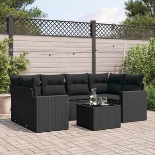 sofasæt til haven 7 dele med hynder polyrattan sort