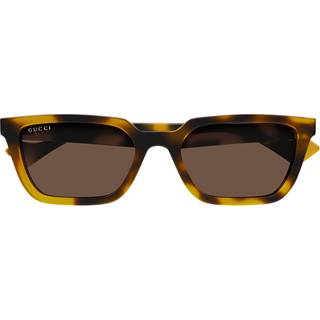 Gucci Mand GG1539S 005 Solbriller Injiceret Gul Brun Firkantet