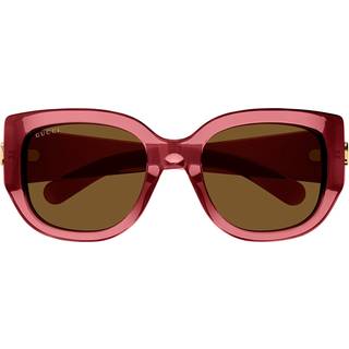 Gucci GG1599SA Asian Fit 003 52 Solbriller Kvinder Rød - Transparent Red - 52mm