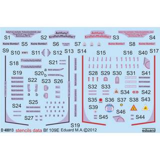 Bf 109E stencils