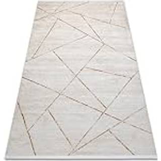 Moderne tæppe DUKE 51557 creme / guld - Geometrisk, struktureret, meget blød, frynser 120x170 cm