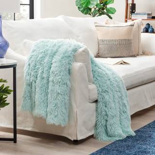 Chanasya Premium solid faux lang pelskast t?ppe - bl?dt fuzzy kast t?ppe - til seng eller sofa - 60 """" x 70 - aqua