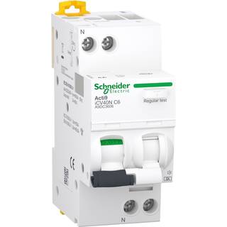Schneider Acti 9 Kombiafbryder iCV40N 1P+N 6A C 30mA 6kA, kl. A, 36 mm A9DC3606