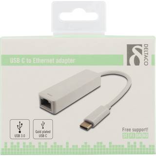 Deltaco USB 3.1 netværksadapter 1xRJ45 1xUSB-C