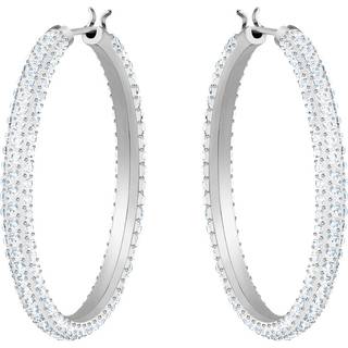 Swarovski Stone Hoop Earrings - Silver