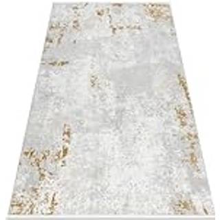 Moderne tæppe DUKE 51378 creme / guld - Beton, sten struktureret, meget blød, frynser 140x190 cm