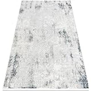 Moderne tæppe DUKE 51558 creme / blå - Geometrisk vintage, struktureret, meget blød, frynser 140x190 cm