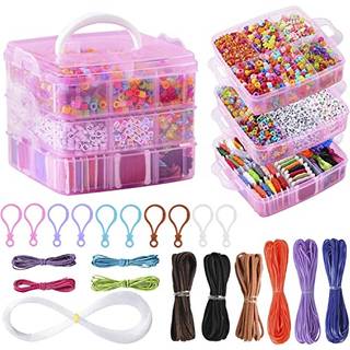 Peirich armb?nd, der fremstiller perle-s?t, inkluderer 44 farver broderitr?d med 3-lags arrang?ropbevaringsboks over 4900 perler til venskabsarmb