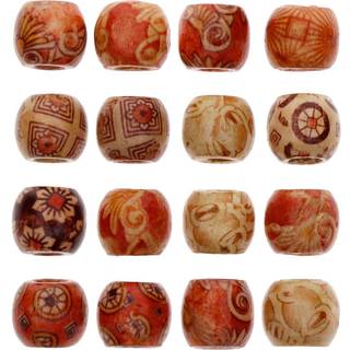 Keyzone Wholesale 100pcs 17mm blandet malet tromme træafstand perler træperler til DIY smykker, der laver hårtilbehør