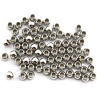 Ruiling 50-Pack 304 rustfrit st?l glat runde afstandssperler 2 mm hul s?ml?se l?se perler til smykkefremstilling DIY h?ndv?rk tilbeh?r 4mm (s?lv)