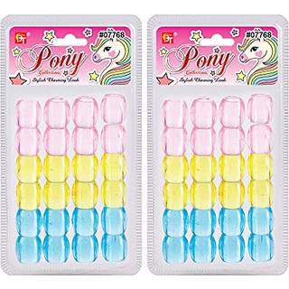 48 pcs perler smykker, der fremstiller kit DIY h?r fletning armb?nd ornamenter h?ndv?rk Jumbo rundt pony (klar lyser?d/gul/himmelbl?)