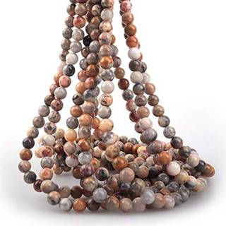 ICAI Perler 8 mm Naturlig Crazy Lace Agatsten Runde Lse Stenperler til smykkefremstilling DIY Crafts Design 1 Strand 15"""" APPR.