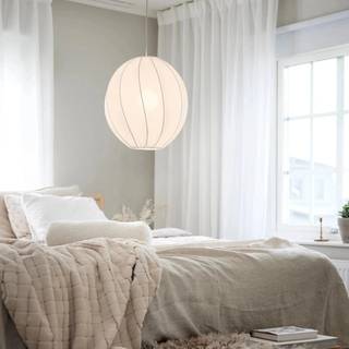 PR Home Olivia hængelampe, tekstilskærm, hvid, Ø 35 cm