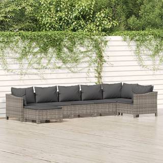 loungesæt til haven 7 dele med hynder polyrattan grå