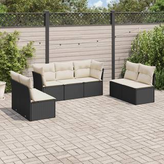 sofasæt til haven 7 dele med hynder polyrattan sort