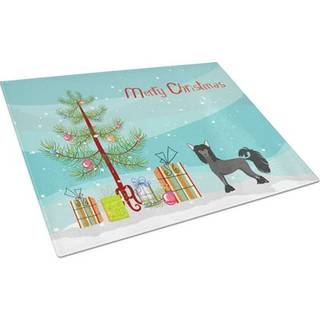 Caroline's Treasures CK3447LCB Kinesisk Crested Christmas Tree Glass Cutting Board Stor dekorativt tempereret glas Køkkenskæring og serveringspla