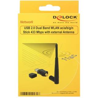 Delock - USB 2.0 - Trådløs WLAN Wi-Fi dongle - 433 + 150 Mbps