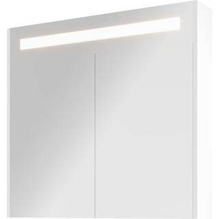 Sanibell Proline spejlskab med LED belysning og hvid højglans sidepaneler 80x74cm