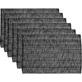 Sweet Home Collection 100% Cotton Placemats til spisestue Rektangel To tone V?vet stof 13 """" X 19 """" Soft holdbart bordm?tte S?t med 6 sort