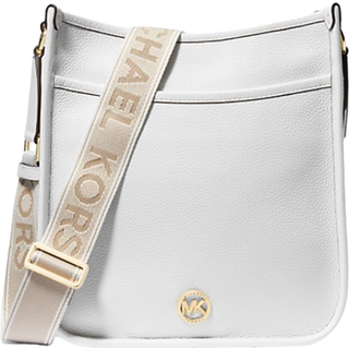 MK Luisa Large Pebbled Leather Messenger Bag - White - Michael Kors - ONE SIZE