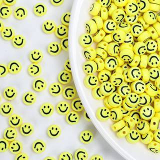 300stk gult smil ansigt akrylperler 7 mm acryl Happy Face Spacer perler til DIY smykker armb?nd ?rringe halsk?de h?ndv?rk leverer forsyninger