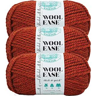 Lion Brand Yarn Wool-ease tyk og hurtig garn blød og voluminøs garn til strikning af hækling og håndværk 3 pakning krydderi