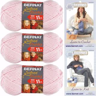Bernat Softee Chunky Yarn Bundle Super Voluminy nummer 6 3 Skeins Baby Pink 28418