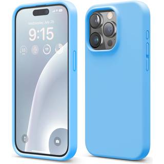 Elago kompatibel med iPhone 15 Pro Liquid Silicone Full Body Protective Case Stockfast bl?d mikrofiberforing Anti-scratch 6,1 tommer (Ocean Blue)