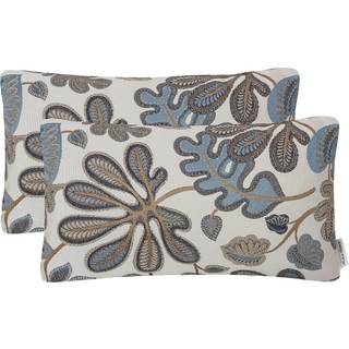 Mika Home Set med 2 Jacquard Tropical Leaf Pattern Oblang kastepudebetræk Accent Pillowcase 12x20 inches Blue Cream