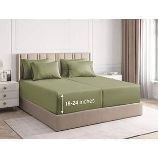 Ekstra Deep Split King Sheet Set - 7 Piece Breathable & Cooling Sheets - Hotel Luxury Bedark Set - Easy Fit - Soft Wrinkle Free & Comfy Sheets Se