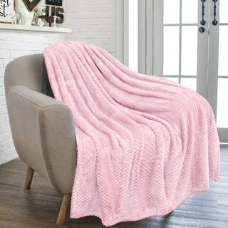 Pavilia lyserosa kast t?ppe til sofa seng bl?d fleece kast til sofa stol fuzzy vaffel tekstureret t?ppe hyggeligt varmt letv?gt hele s?sonen t?pp