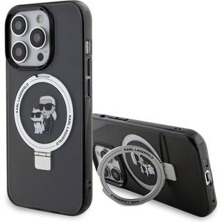 iPhone 15 Pro Karl Lagerfeld Ringstand Karl & Choupette Mag Case - Sort
