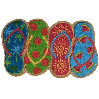 Briarwood Lane Flip Flops Summer Coir Doormat Nautical Natural Fiber Outdoor 18 """" X 30 """"