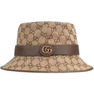 Gucci - Leather-Trimmed Monogrammed Canvas Bucket Hat - Men - Brown - S