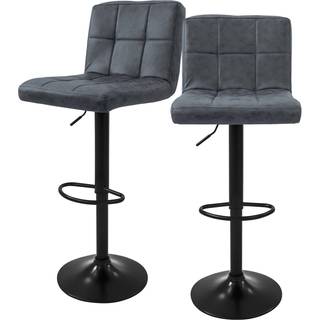 Barstol 2 stk. antracit kunstlæder, 63-83cm ML-Design