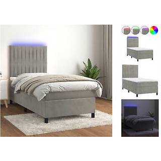 kontinentalseng med LED-lys 80x200 cm velour lysegrå