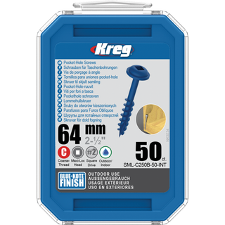 Træskrue Kreg SML-C250B; Maxi-Loc; 2,50''; 64 mm; 50 stk .; blå