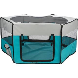 Udendørs kravlegård, mesh/gulv, hvalp, polyester, ø 150 × 65 cm, turkis/lj -