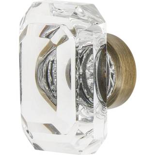 Nostalgisk lager 750025 Baguette Cut Clear Crystal Cabinet Knob 1-9/16 """" Antik messing